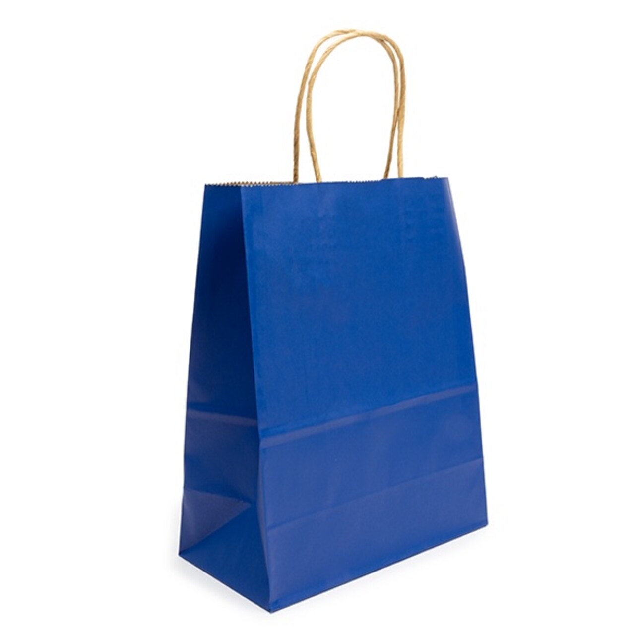 8 1/4" x 4 5/16" x 10 5/8" Blue Kraft Paper Merchandise Handle Bags